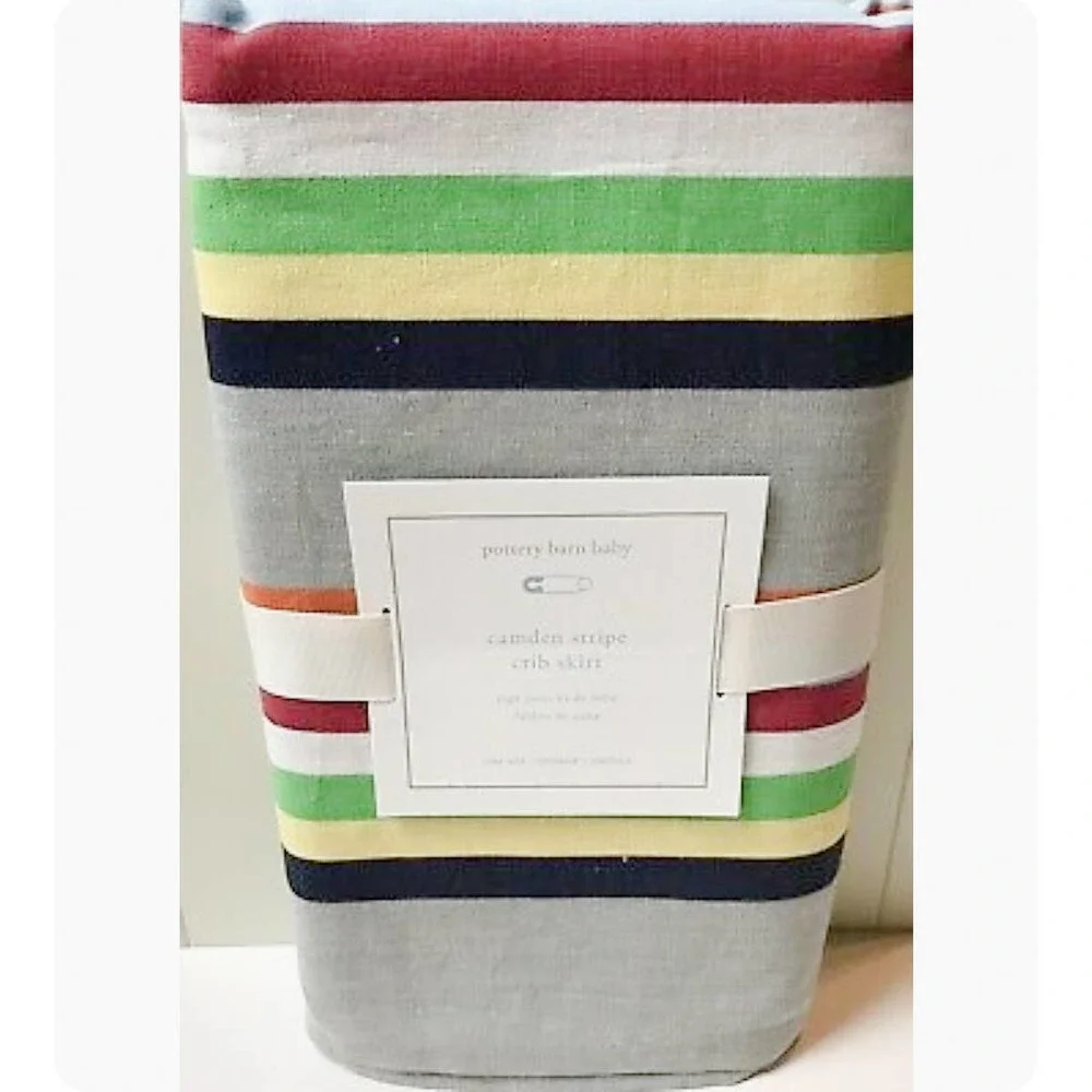 Pottery Barn‎ Baby Camden Rainbow Stripes CRIB Skirt Dust Ruffle